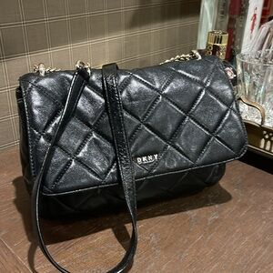 DKNY Black Quilted leather Shoulder Flap Bag